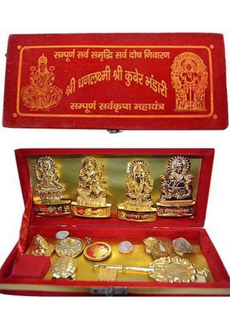 Veshnavi Shri Dhan Laxmi Kuber Bhandari Yantra Generate A Source Of Income For You.(Brass Decorative Showpiece - 8 Cm(Brass Gold) - Indya