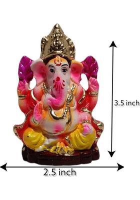 Somudee Ecofriendly Ganesh Murty Idol Pack Of 1 Made With 100% Clay Decorative Showpiece - 10 Cm(Terracotta Multicolor)