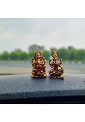 Aakrati Laxmi Ganesh Statue Made In Brass Temple Dcor Puja Items Decorative Showpiece - 3.05 Cm(Brass Yellow)