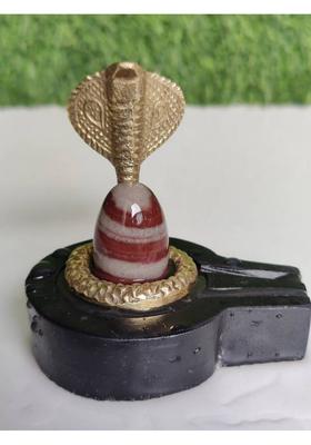 Shivam Vastu Kala Shivling Art Original/ Natural Narmadeswar Shivling With Jaldhari Naag Nandi For Tempal Puja Decorative Showpiece - 3 Cm(Stone Red Black White Brown Multicolor Green Light Green Yellow Gold Grey)