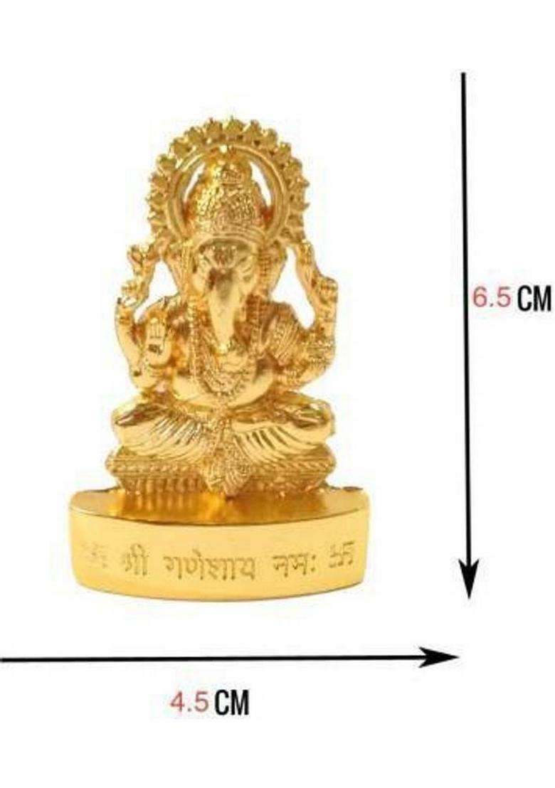 Navyaksh Ganesh Decorative Showpiece - 6.5 Cm (Metal Gold) Decorative Showpiece - 6.5 Cm(Brass Gold) - Indya