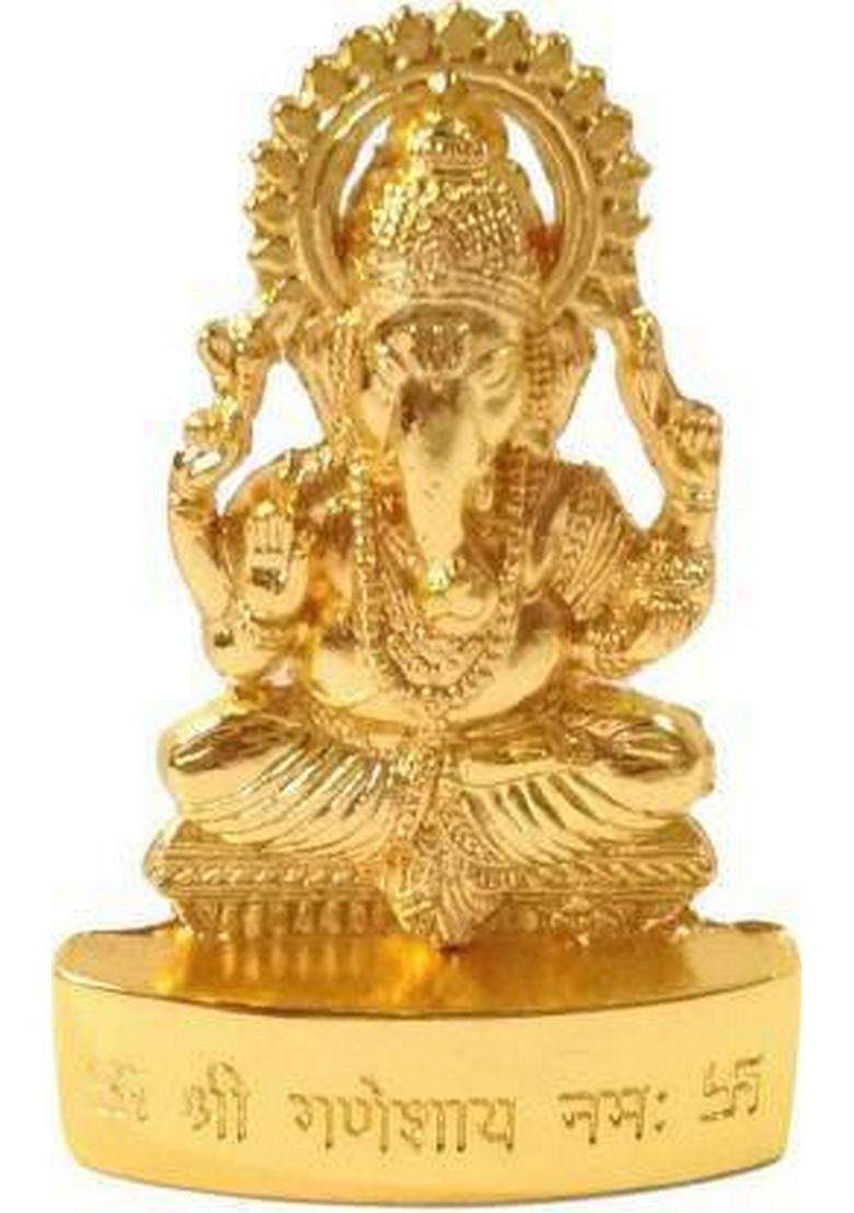 Navyaksh Ganesh Decorative Showpiece - 6.5 Cm (Metal Gold) Decorative Showpiece - 6.5 Cm(Brass Gold) - Indya