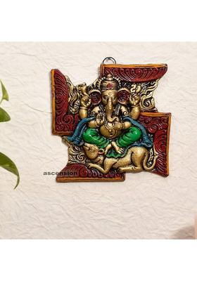 Ascension Swastik Idol Statue Wall Hanging Ganesh Home Decor Showpiece Gift Wall Art Decor Decorative Showpiece - 15 Cm(Metal Multicolor)