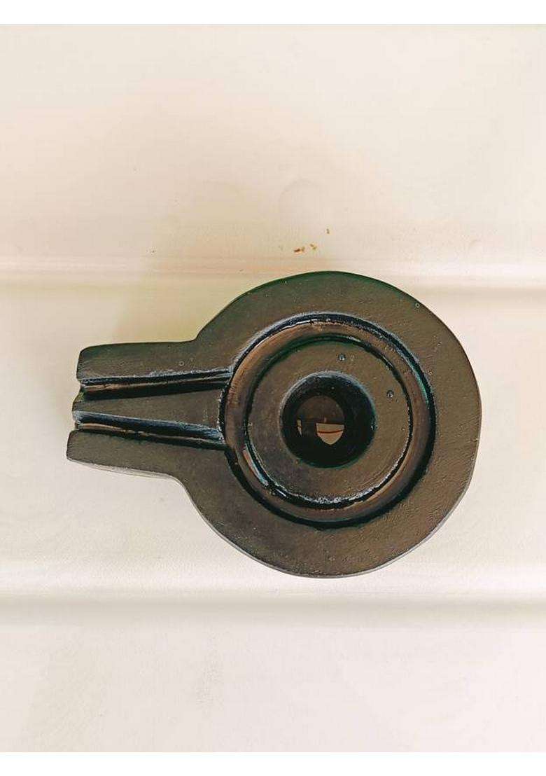 Shivling Natural Black Narmadeshwar Shivling For Home Pooja Decorative Showpiece - 2.5 Cm(Stone Brown Black White Yellow Yellow Green Red Silver Multicolor) - Indya
