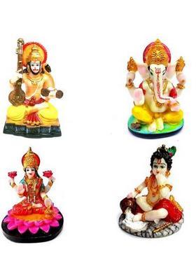 Krishnagallery1 Bahjan Hanuman & Ganesh Murti & Laxmi Mata Murti & Krishna Statue Marble Finish Hanuman Murti Ganesh Ji Murti Krishna Idol ( For Hom Temple Use Office Temple Use Gifted Use Item Statue ) Decorative Showpiece - 15 Cm(Polyresin