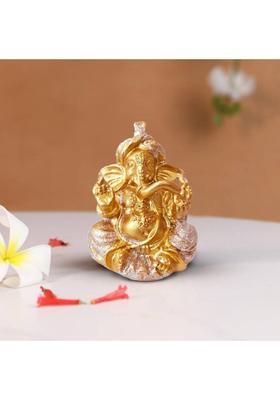 Art Street Ganesh Ji Idol For Car Dashboard Home Pooja Golden Ganesha Murti For Gift Mandir Decorative Showpiece - 8 Cm(Resin Gold Silver)
