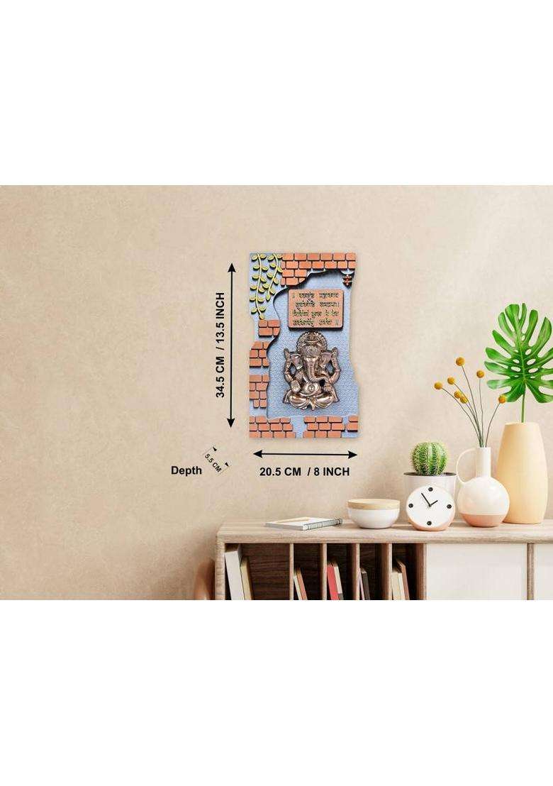 Casa Rica Ganesh Ji Wall Hanging Decorative Showpiece Home Dcor Frame Grey Ng-102 Decorative Showpiece - 20.5 Cm(Plastic Multicolor) - Indya