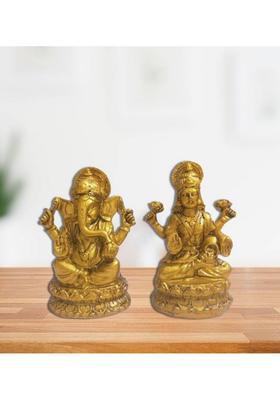 Stark Dcor Laxmi Ganesh Decor Infuse Your Diwali With Divine Energy For Home Decor Decorative Showpiece - 12.5 Cm(Polyresin Gold)