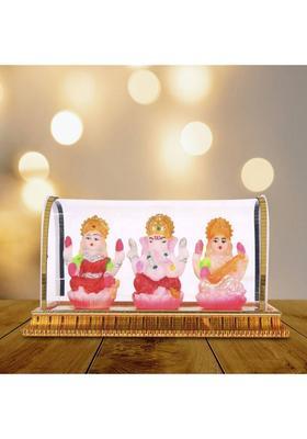 Soulwrap Lakshmi Ganesh Saraswati Idols Set With Glass Case Multicolor Decorative Showpiece - 10.16 Cm(Glass Multicolor)