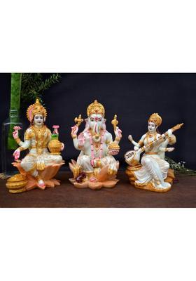 Shri Balaji Craft Goddess Marble 8 Inches Lord Laxmi Ganesha Saraswati Murti Decorative Showpiece - 20 Cm(Marble Resin Multicolor)