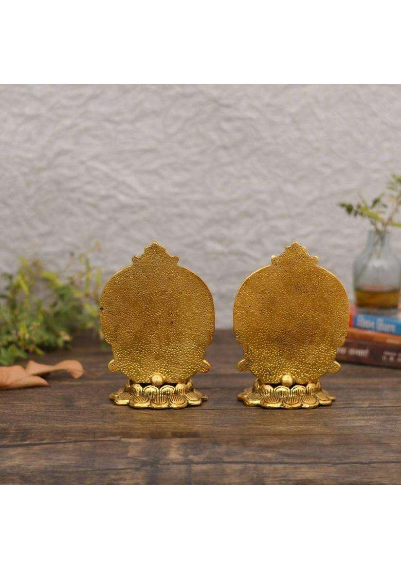 Craftam Antique Golden Finish Lakshmi Ganesh Murti Idol For Home Temple Pooja Room Decorative Showpiece - 15 Cm(Aluminium Gold) - Indya