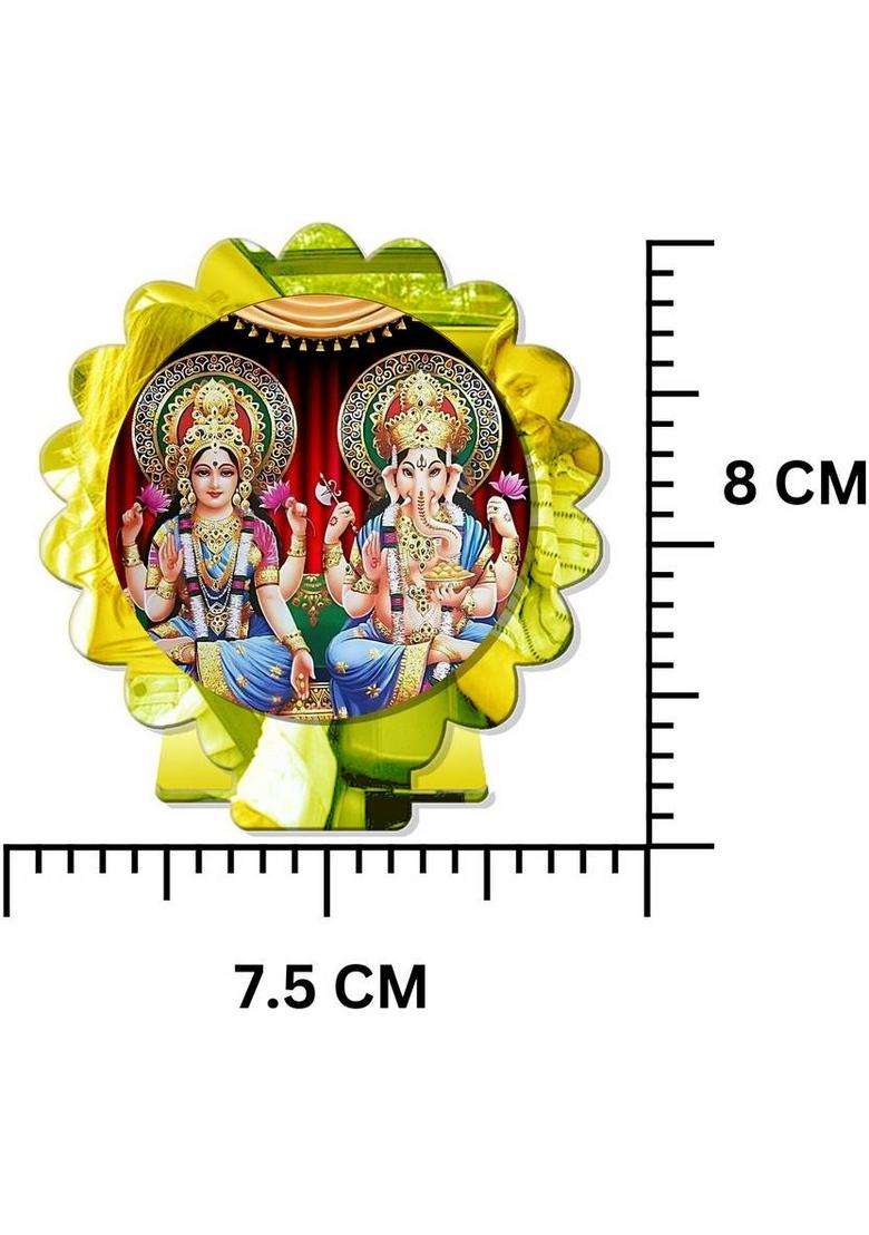 Giftsrange Lakshmi Ganesh Car Dashboard Idol Golden Shining Decorative Showpiece - 8 Cm(Plastic Gold) - Indya