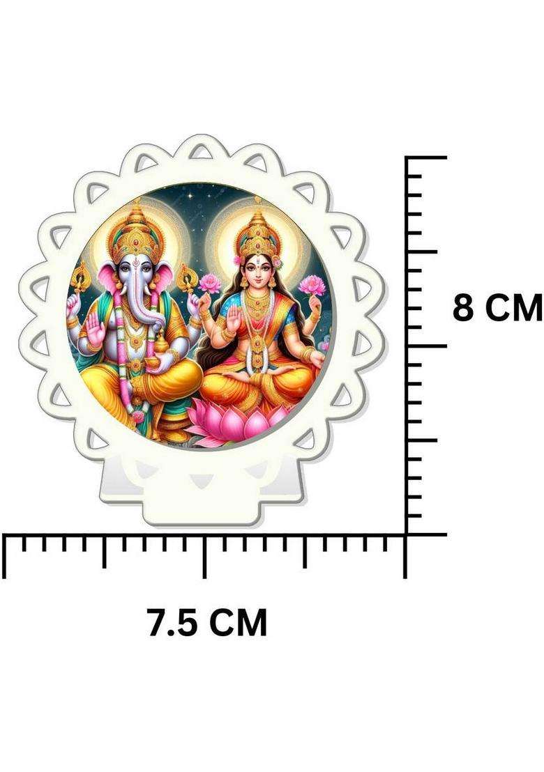 Giftsrange Lakshmi Ganesh Ganapati Lakshmi White Premium Car Dashboard Idol Decorative Showpiece - 8 Cm(Plastic Multicolor White) - Indya