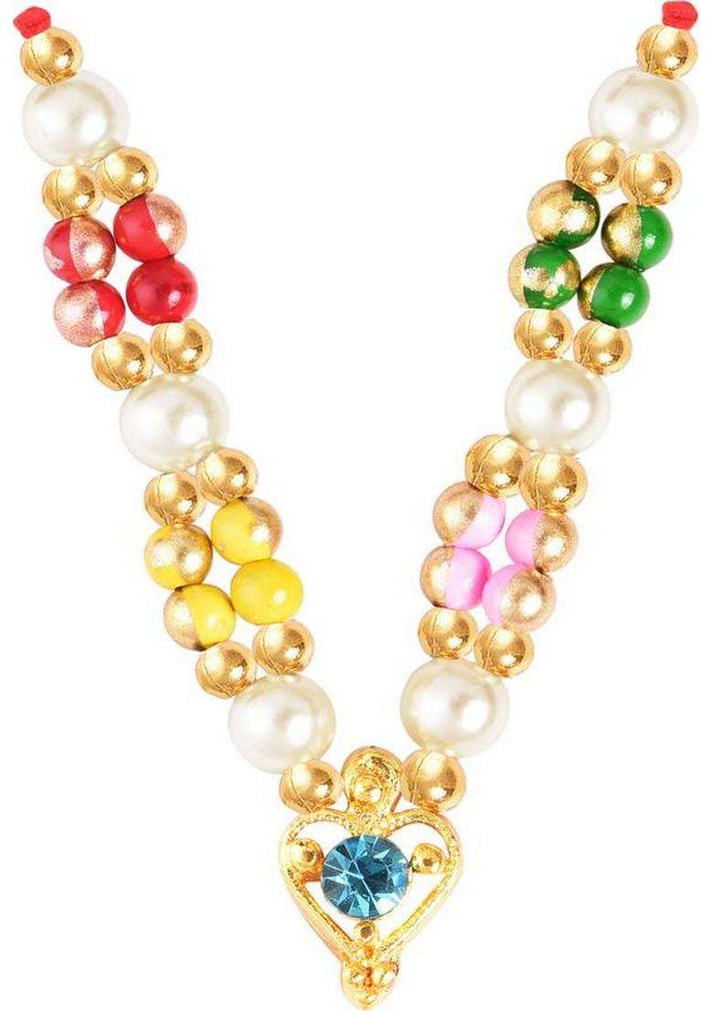Kitlyn Laxmi Ganesh Statue Diwali Pooja Necklace For Lakshmi Ganesh Ji Decorative Showpiece - 12 Cm(Polyresin Multicolor) - Indya