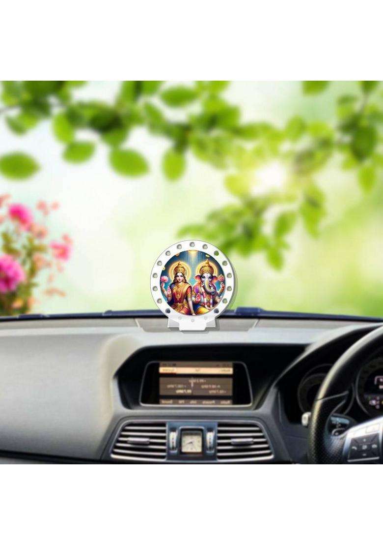 Giftsrange Lakshmi Ganesh Car Dashboard Idol Premium Decorative Showpiece - 8 Cm(Plastic White) - Indya