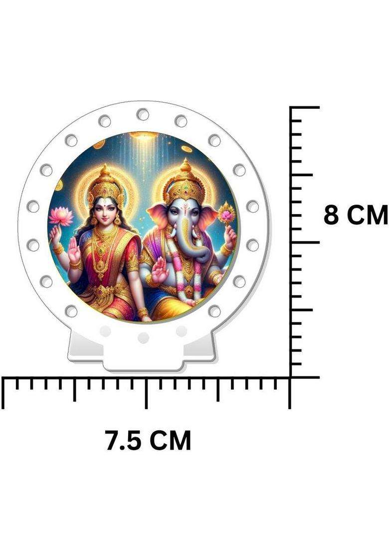 Giftsrange Lakshmi Ganesh Car Dashboard Idol Premium Decorative Showpiece - 8 Cm(Plastic White) - Indya