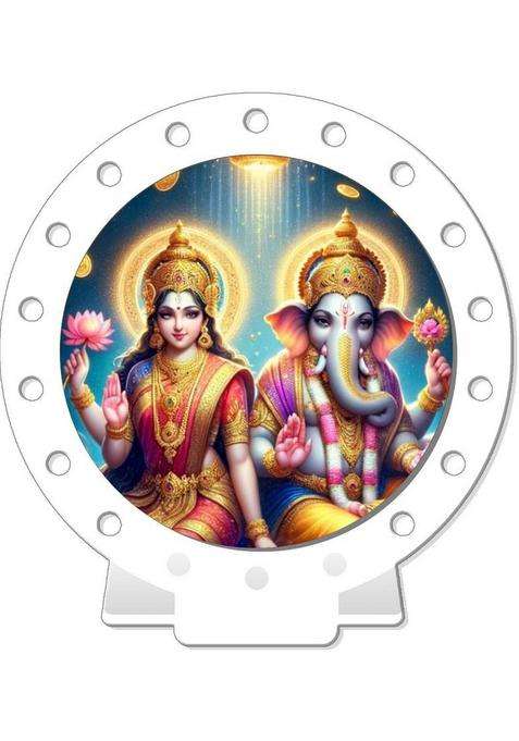 Giftsrange Lakshmi Ganesh Car Dashboard Idol Premium Decorative Showpiece - 8 Cm(Plastic White)