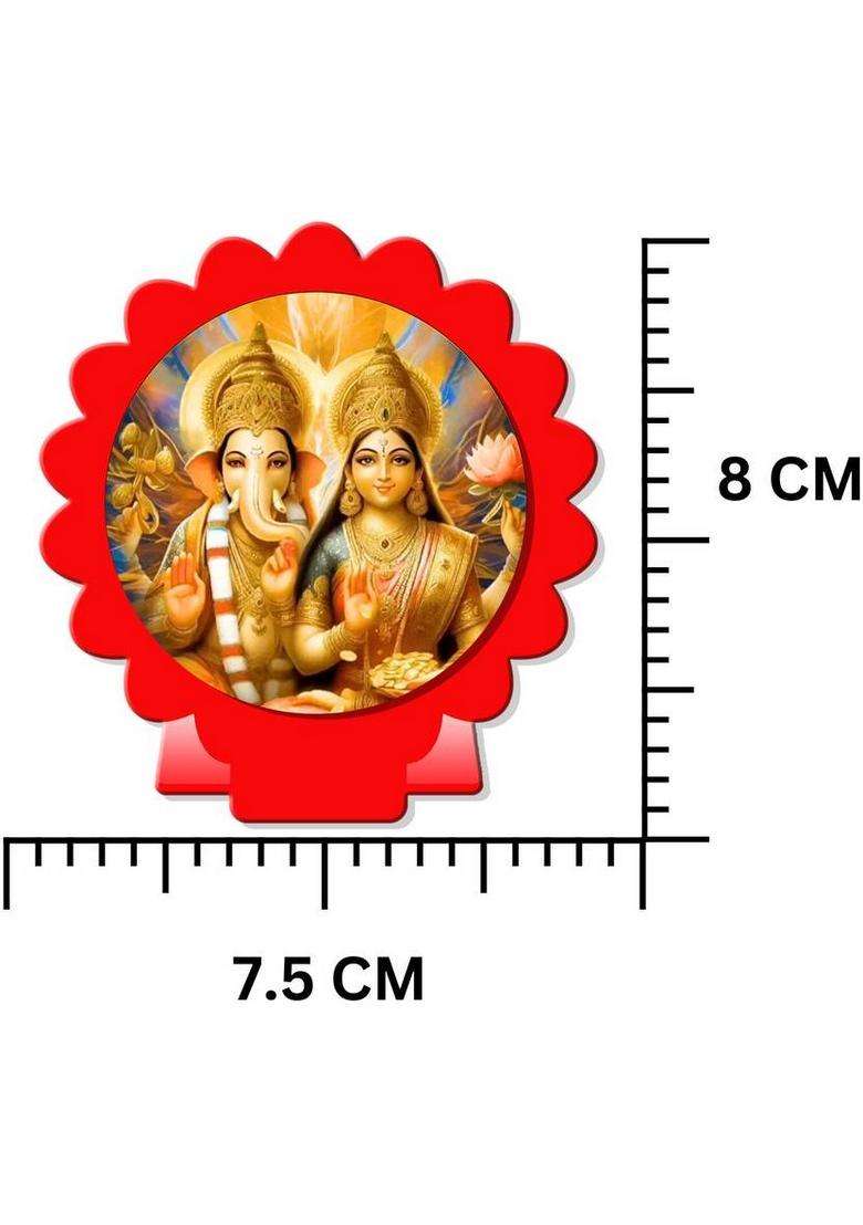 Sanbia Lakshmi Ganesh Ganapati Lakshmi Car Dashboard Idol Decorative Showpiece - 8 Cm(Plastic Multicolor Red) - Indya