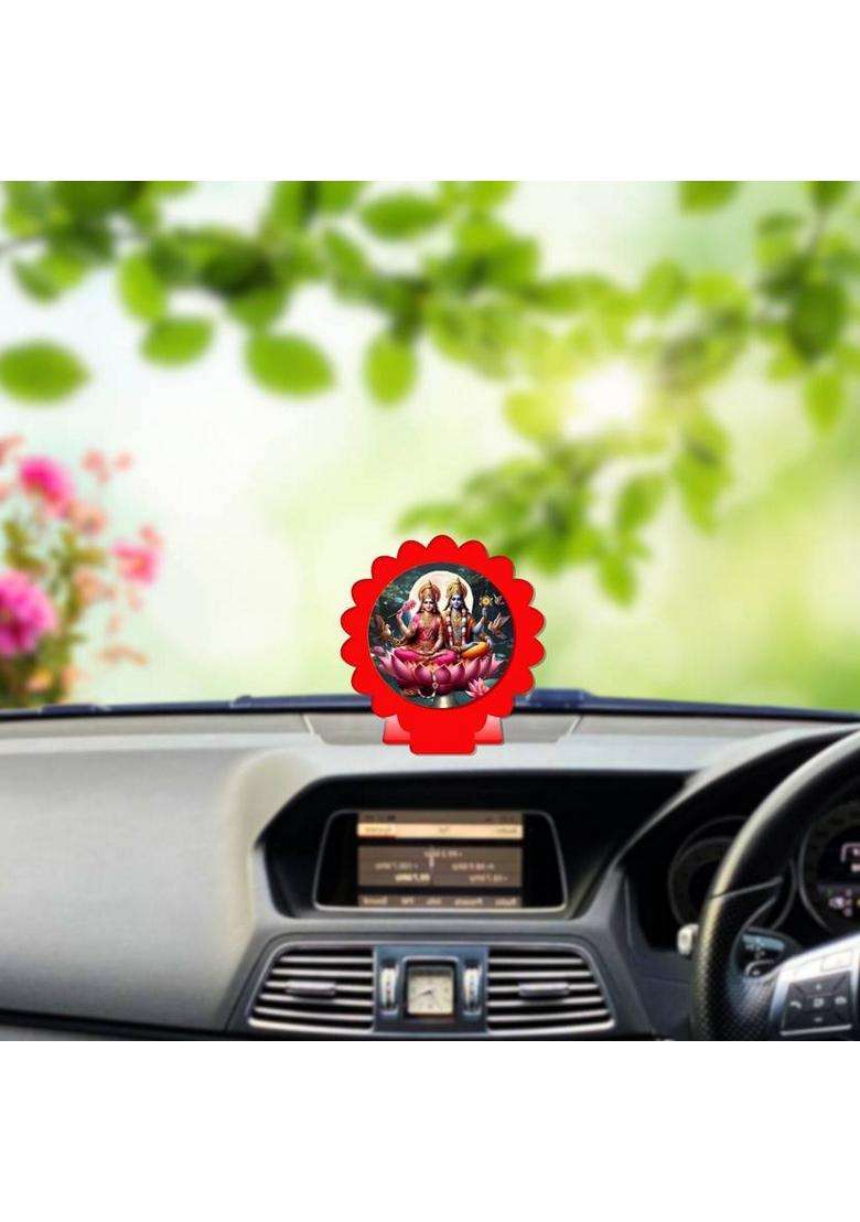 Sanbia Lakshmi Ganesh Ganapati Lakshmi Red Car Dashboard Idol & Car Hanging Decorative Showpiece - 8 Cm(Plastic Multicolor Red) - Indya