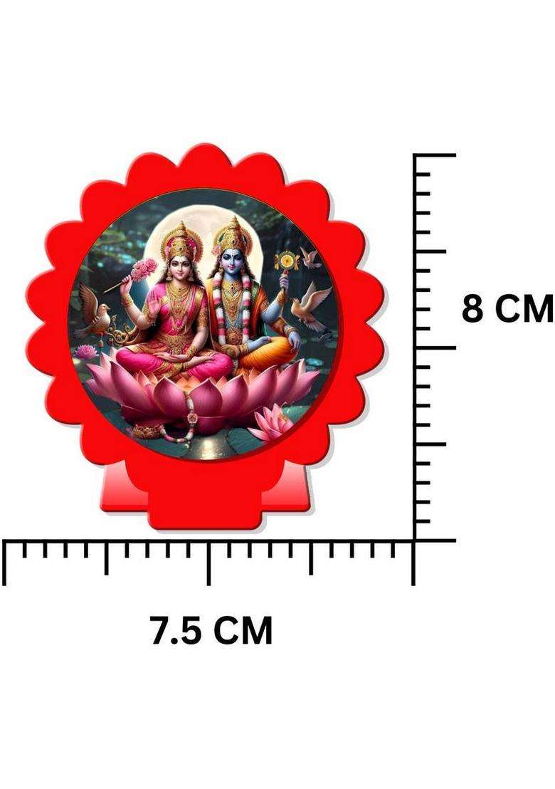 Sanbia Lakshmi Ganesh Ganapati Lakshmi Red Car Dashboard Idol & Car Hanging Decorative Showpiece - 8 Cm(Plastic Multicolor Red) - Indya