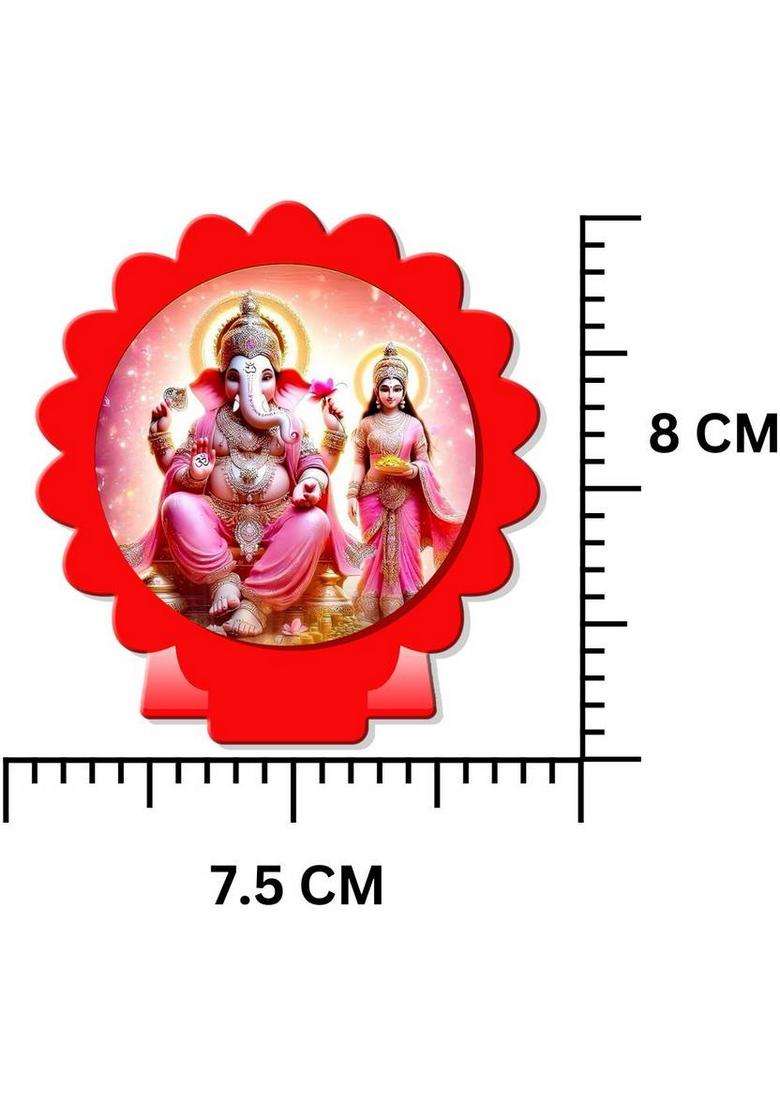 Giftsrange Lakshmi Ganesh Car Dashboard Idol Red Glossy Decorative Showpiece - 8 Cm(Plastic Red) - Indya