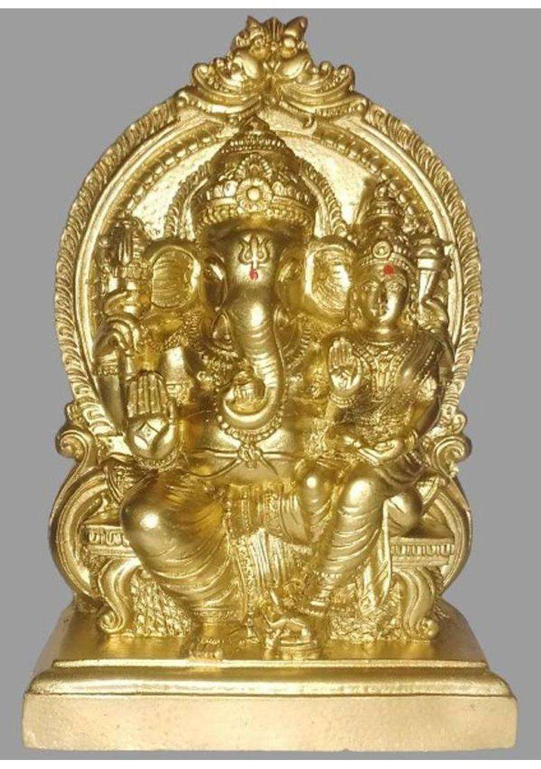 Tskutty Laxmi Ganapathi / Ganesha Lakshmi / Laxmi Ganesh Idol 15Cm Decorative Showpiece - 15 Cm(Polyresin Multicolor) - Indya