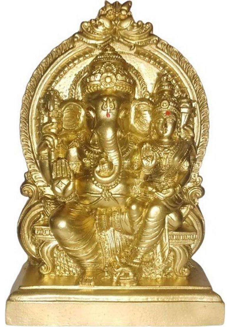 Tskutty Laxmi Ganapathi / Ganesha Lakshmi / Laxmi Ganesh Idol 15Cm Decorative Showpiece - 15 Cm(Polyresin Multicolor) - Indya
