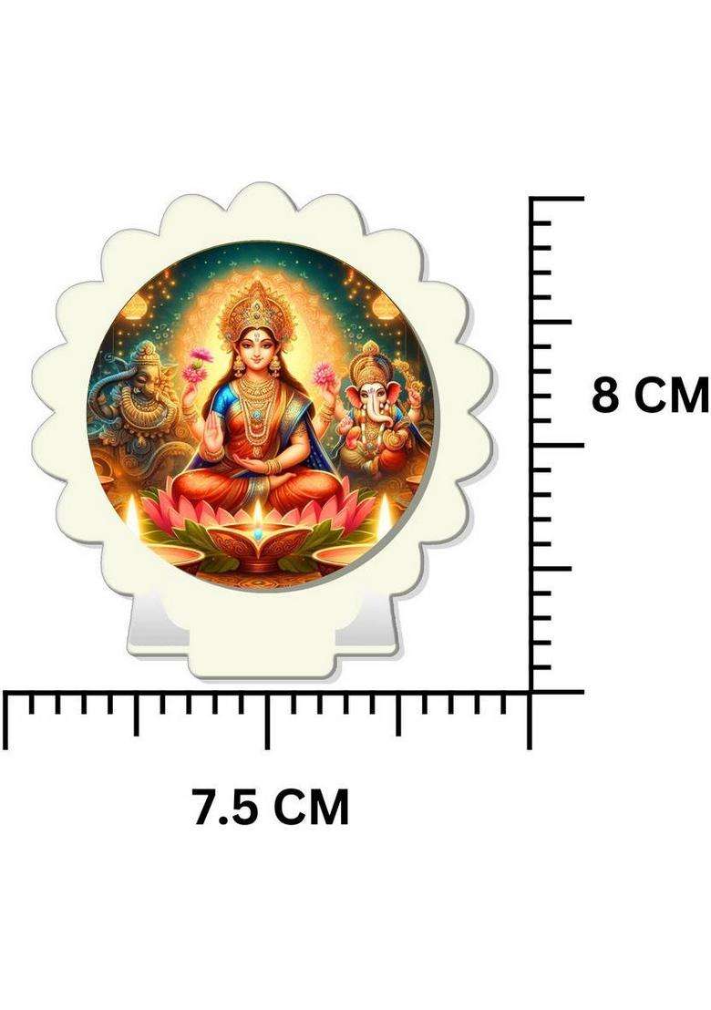 Giftsrange Lakshmi Ganesh Car Dashboard Idol White Glossy Decorative Showpiece - 8 Cm(Plastic White) - Indya