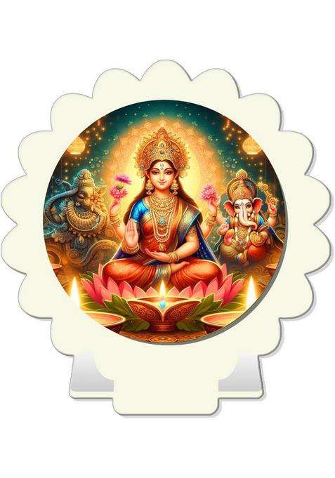 Giftsrange Lakshmi Ganesh Car Dashboard Idol White Glossy Decorative Showpiece - 8 Cm(Plastic White)