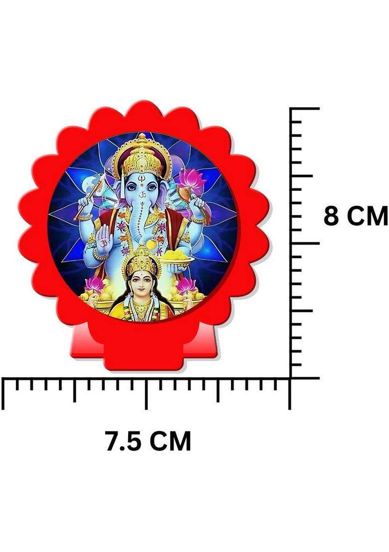 Giftsrange Lakshmi Ganesh Car Dashboard Idol Red Glossy Decorative Showpiece - 8 Cm(Plastic Red) - Indya