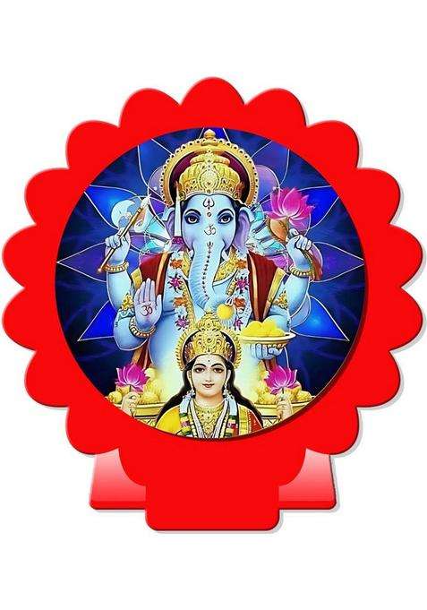 Giftsrange Lakshmi Ganesh Car Dashboard Idol Red Glossy Decorative Showpiece - 8 Cm(Plastic Red)