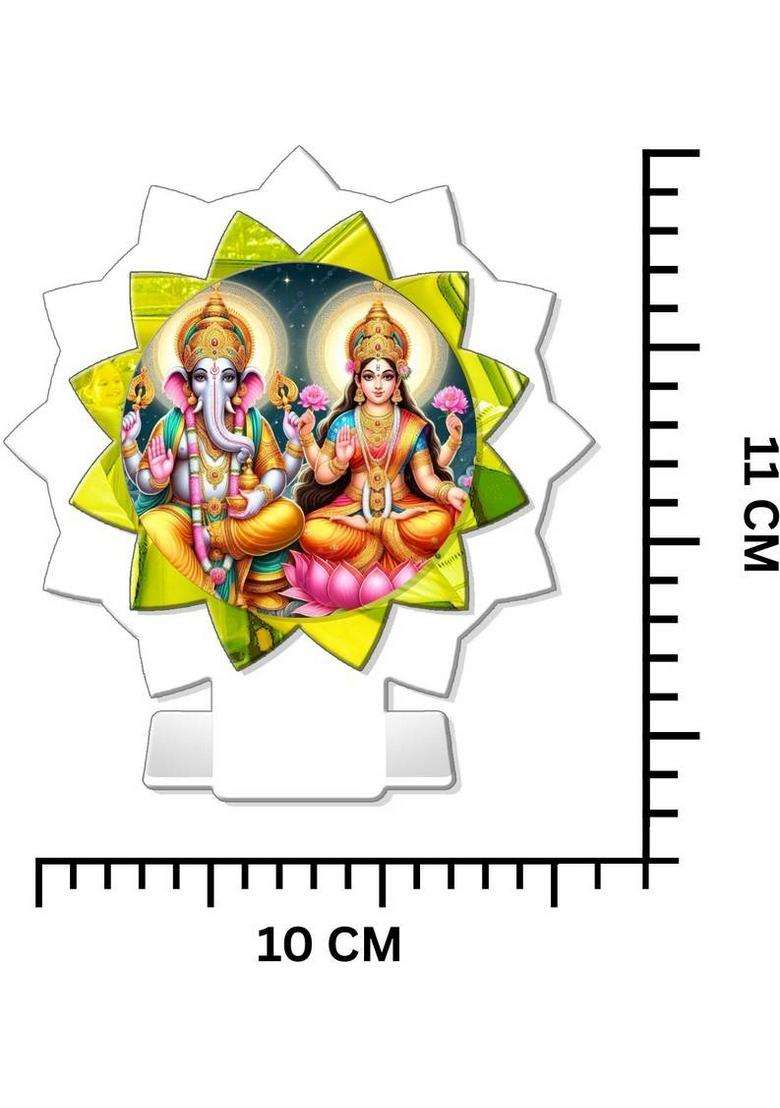 Sanbia Lakshmi Ganesh Laxmi Ganesha Car Dashboard Idol Premium Decorative Showpiece - 11 Cm(Plastic Multicolor) - Indya