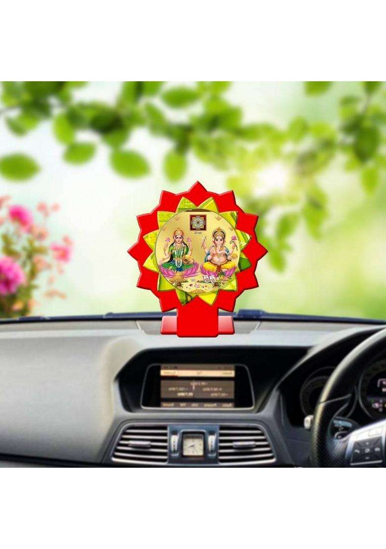 Sanbia Lakshmi Ganesh Laxmi Ganesha Car Dashboard Idol Premium Decorative Showpiece - 11 Cm(Plastic Multicolor) - Indya