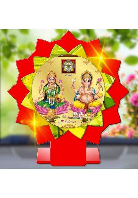 Sanbia Lakshmi Ganesh Laxmi Ganesha Car Dashboard Idol Premium Decorative Showpiece - 11 Cm(Plastic Multicolor)