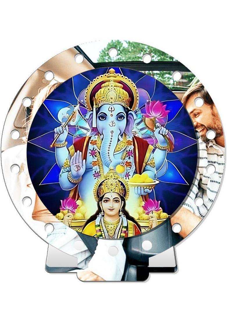 Giftsrange Lakshmi Ganesh Car Dashboard Idol Premium Decorative Showpiece - 8 Cm(Plastic Silver) - Indya