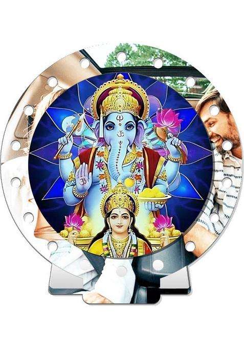 Giftsrange Lakshmi Ganesh Car Dashboard Idol Premium Decorative Showpiece - 8 Cm(Plastic Silver)