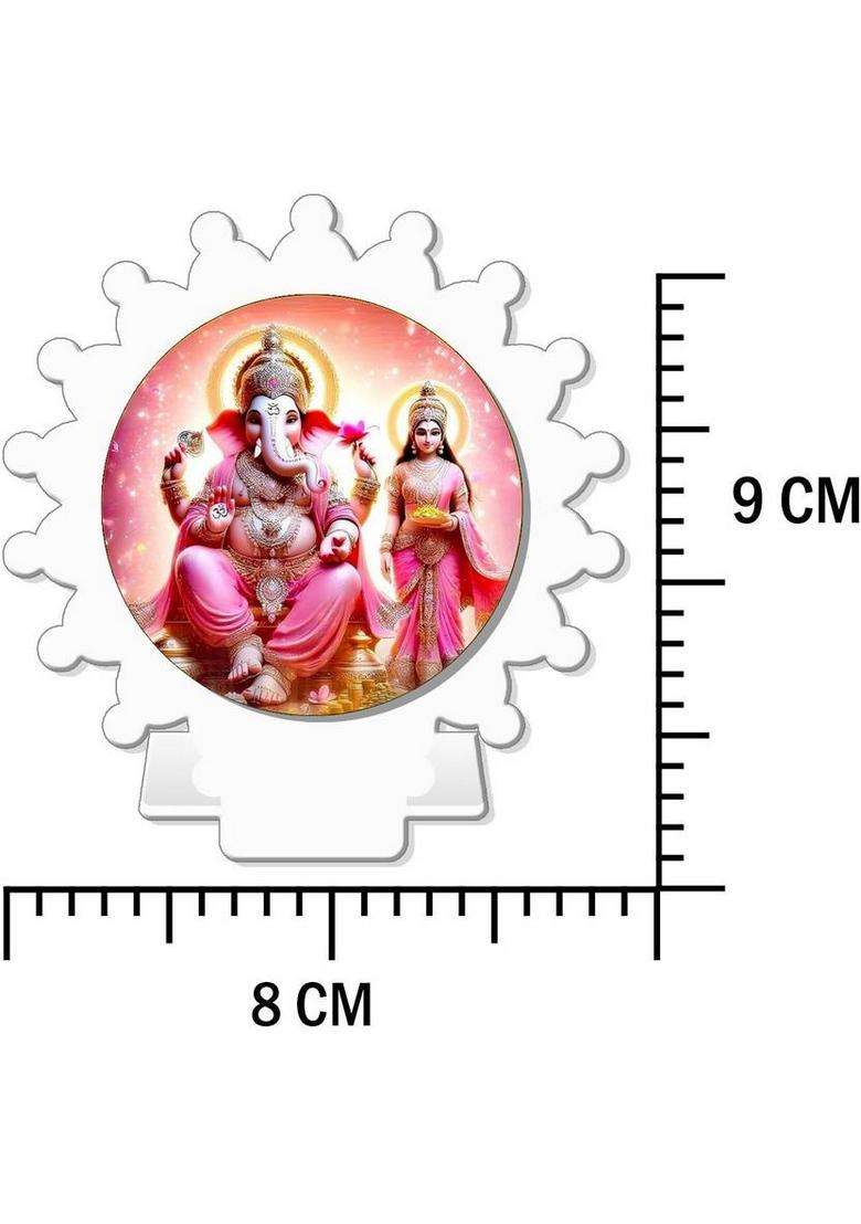 Giftsrange Lakshmi Ganesh Ganapati Lakshmi White Premium Car Dashboard Idol Decorative Showpiece - 8 Cm(Plastic Multicolor White) - Indya
