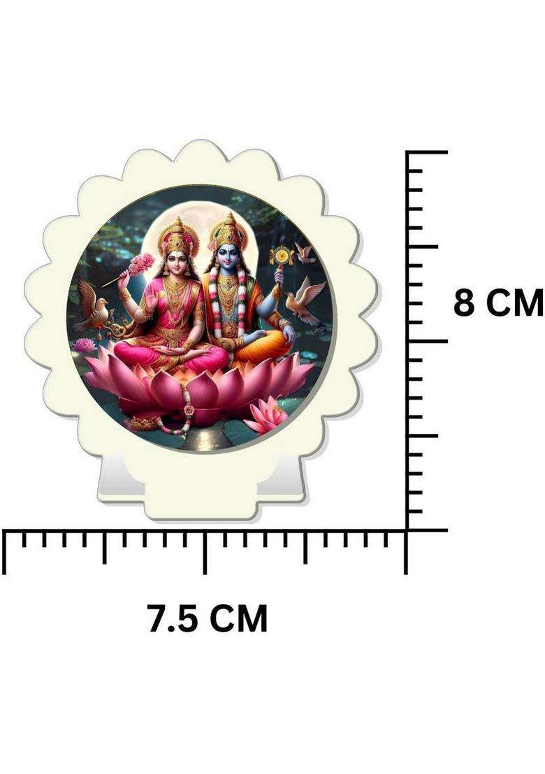 Giftsrange Lakshmi Ganesh Car Dashboard Idol White Glossy Decorative Showpiece - 8 Cm(Plastic White) - Indya
