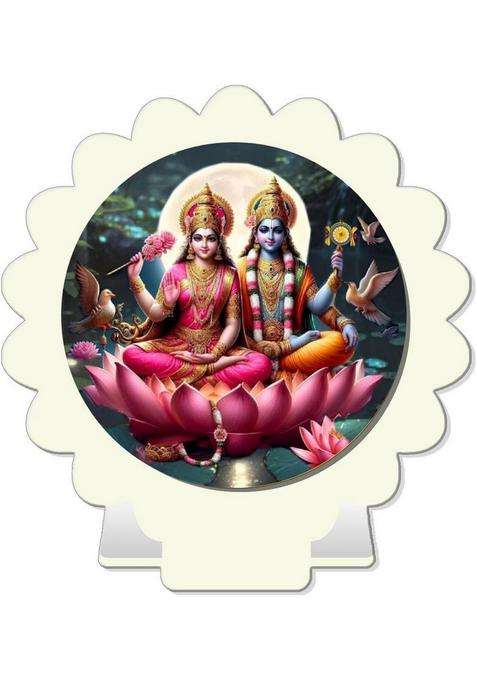 Giftsrange Lakshmi Ganesh Car Dashboard Idol White Glossy Decorative Showpiece - 8 Cm(Plastic White)