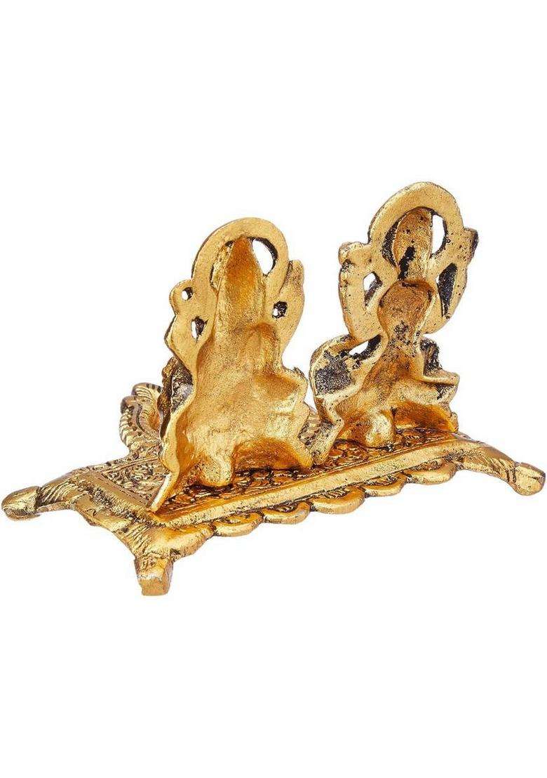 Havnly Metal Lakshmi Ganesh Statue With Oil Lamp Diya Decorative Showpiece - 12 Cm(Metal Gold) - Indya