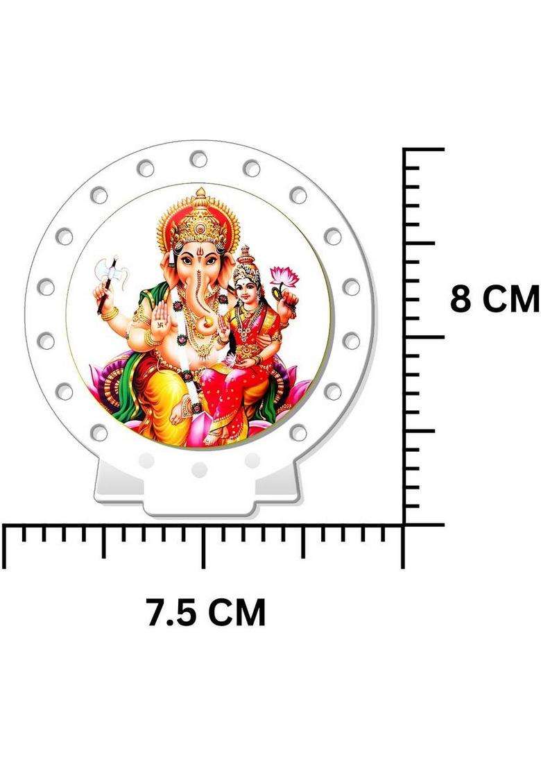 Sanbia Lakshmi Ganesh Car Dashboard Idol White Glossy Decorative Showpiece - 8 Cm(Plastic White) - Indya