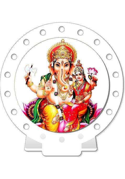 Sanbia Lakshmi Ganesh Car Dashboard Idol White Glossy Decorative Showpiece - 8 Cm(Plastic White)