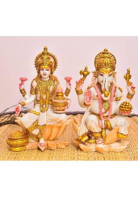 Astro Crafts Laxmi Ganesha Ji Resin Murti Idol For Home Decor And Gifts Office Puja Room Decorative Showpiece - 8 Cm(Resin Multicolor)