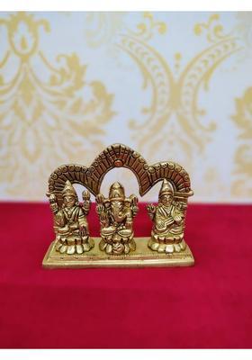 Rama Metal Rama Metal Brass Ganesh Lakshmi Sarawati Set Decorative Showpiece - 7.5 Cm(Brass Yellow)