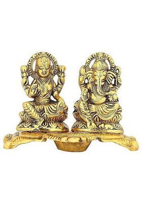 Gopeshwar Nath Handicrafts Lakshmi Ganesh Metal Decorative Showpiece - 12 Cm(Metal Gold)