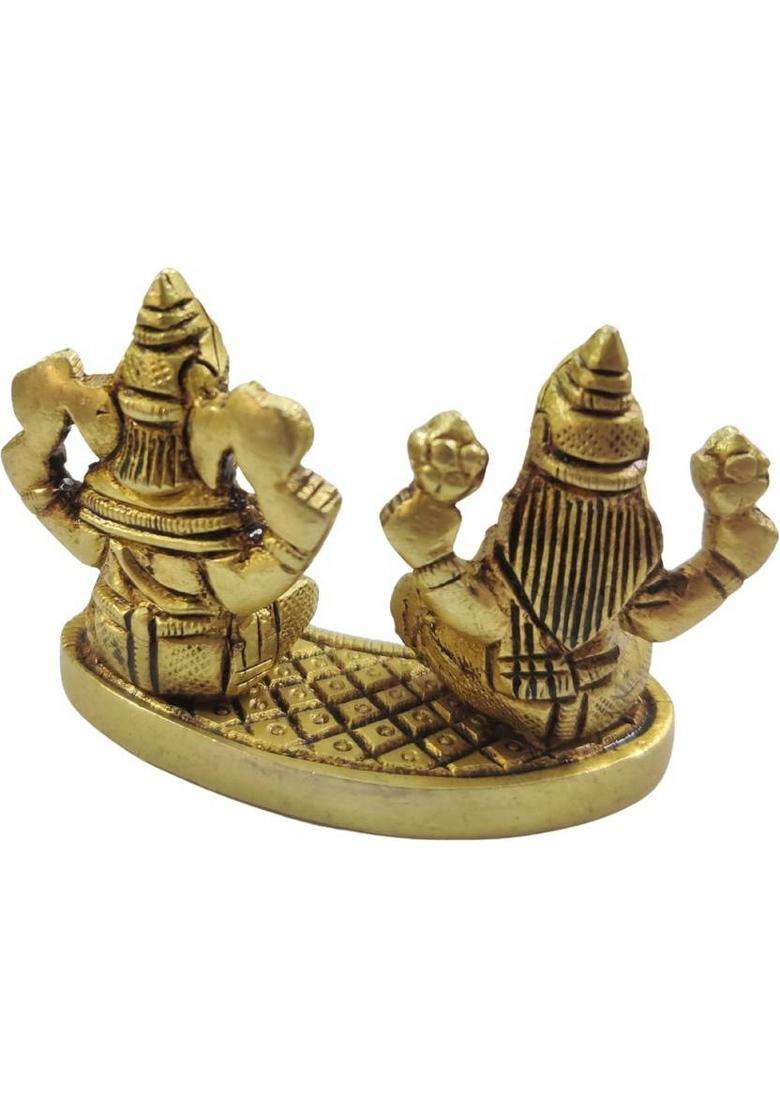 Shreeyaash Brass Ganesh Ji Laxmi Ji 180 Gm Decorative Showpiece - 8 Cm (Brass Yellow) Decorative Showpiece - 5.08 Cm(Brass Gold) - Indya