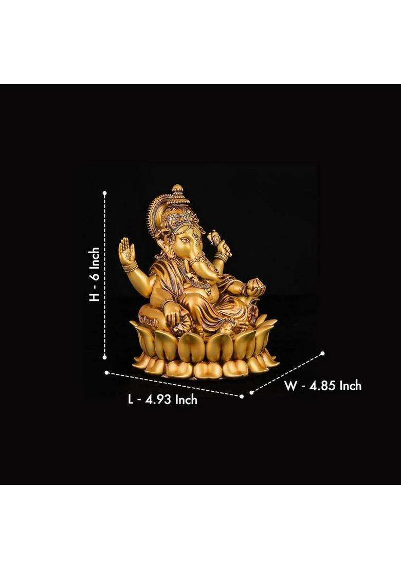 Artarium Lord Ganesha Idol Ganpati Murti For Home Temple And Home Decor Gift Item 6 Inch Decorative Showpiece - 15.24 Cm(Resin Multicolor) - Indya