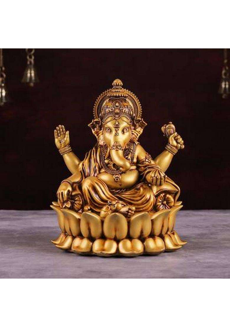 Artarium Lord Ganesha Idol Ganpati Murti For Home Temple And Home Decor Gift Item 6 Inch Decorative Showpiece - 15.24 Cm(Resin Multicolor) - Indya