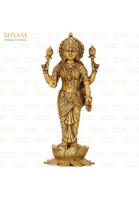 Shyam Antique Creation 14.5 Goddess Lakshmi Murti Maa Laxmi Standing Idol Statue For Diwali Puja Home Decorative Showpiece - 36.83 Cm(Brass Gold)