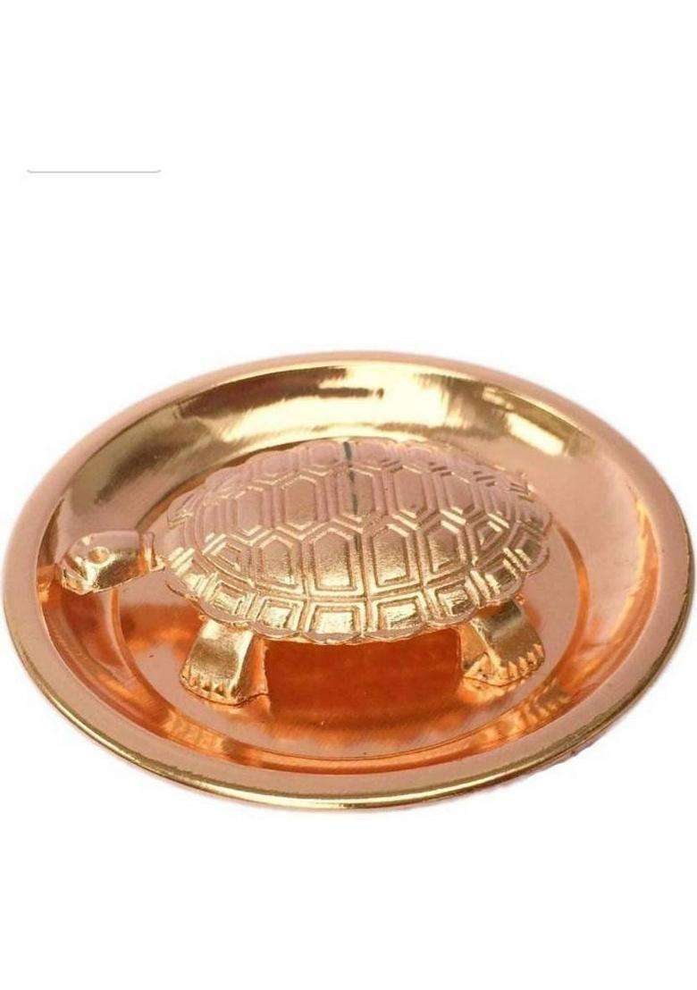 Jsingh Metal Turtle On Plate Feng Shui Vastu Tortoise Puja Yantra Good Luck Brass Vaastu/Fengshui Tortoise/Turtle For With Plate-BrassStandard Golden Size 4-Inch Best Gift Career Decorative Showpiece - 2 Cm(Metal Gold) - Indya